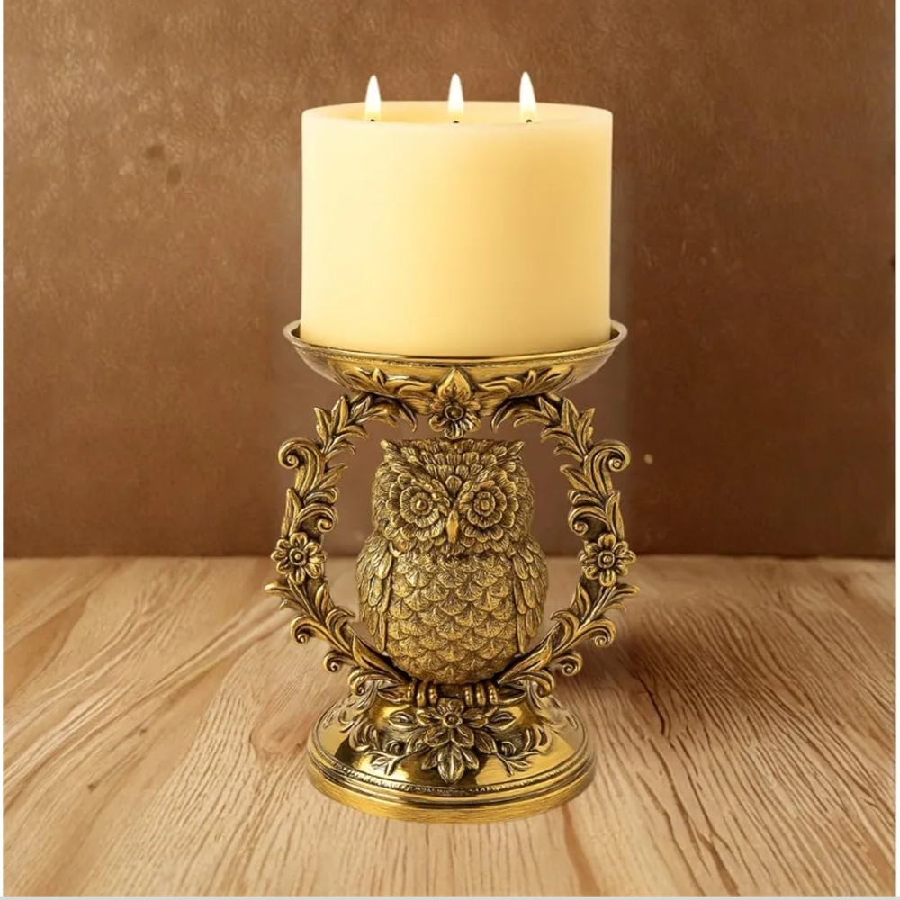 Bath & Body Works Ornate Gold Owl Candle Holder
